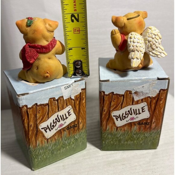Ganz Pigsville Pig Figurines Set Of 2 Carols & Joy Collectible Pigs Christmas - Picture 6 of 8